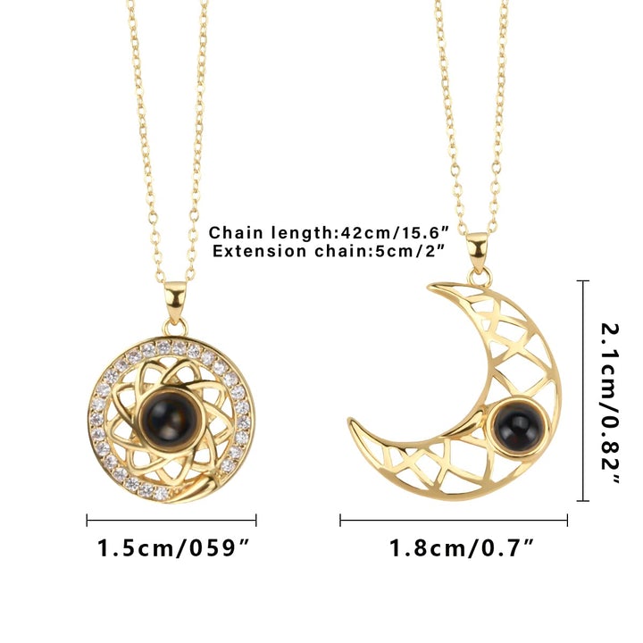 Valentine's Day Gift Magnetic Couple Diamond "I Love You" in 100 Languages-2 Necklaces set