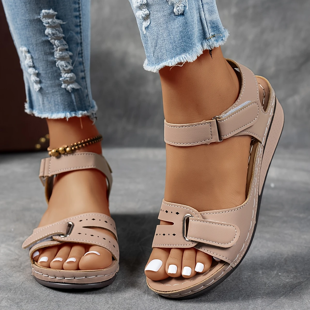 Last day Promotion 49%❤️ Women's Wedge Platform Sandals with Adjustable Strap