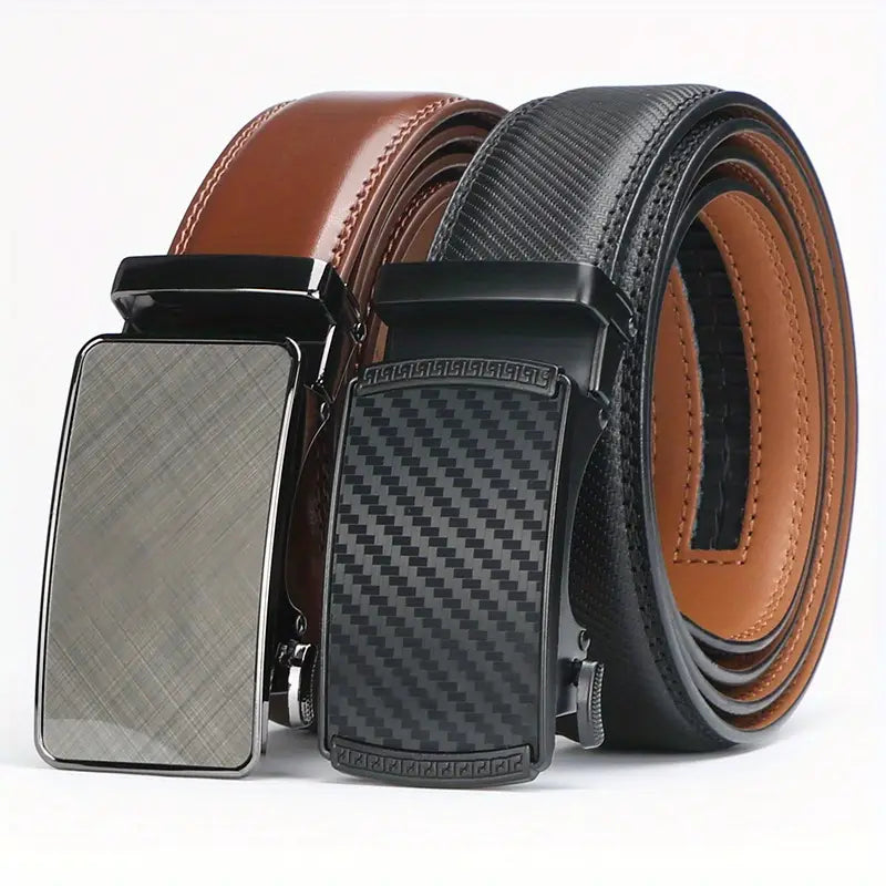 Father's Day Promotion 49% Off💝 Genuine Leather Ratchet Belt for Men - Adjustable Automatic Buckle, Versatile Casual Business Style