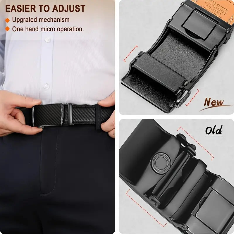 Father's Day Promotion 49% Off💝 Genuine Leather Ratchet Belt for Men - Adjustable Automatic Buckle, Versatile Casual Business Style