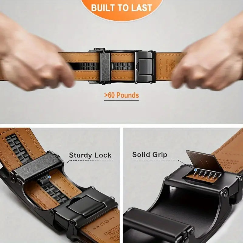 Father's Day Promotion 49% Off💝 Genuine Leather Ratchet Belt for Men - Adjustable Automatic Buckle, Versatile Casual Business Style