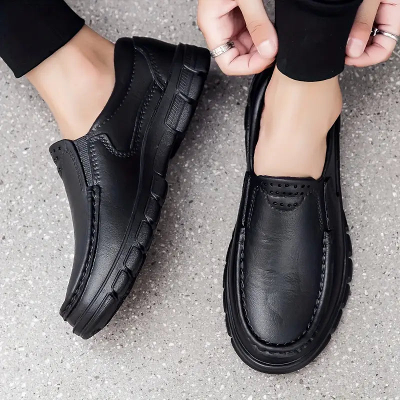Hot Sale 45% Off🔥 Men’s Black EVA Slip-on Work Shoes - Comfortable Chef Shoes for Driving and Office Use, All-Season Casual Footwear