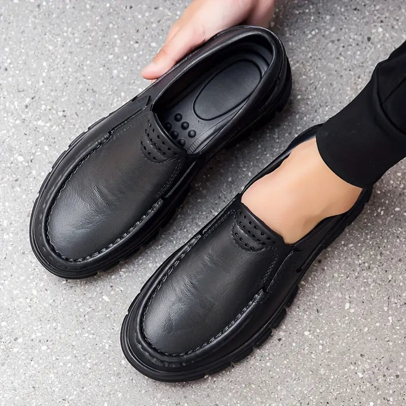 Hot Sale 45% Off🔥 Men’s Black EVA Slip-on Work Shoes - Comfortable Chef Shoes for Driving and Office Use, All-Season Casual Footwear