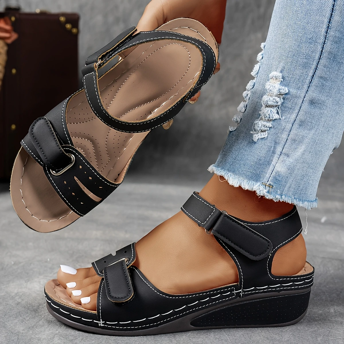Last day Promotion 49%❤️ Women's Wedge Platform Sandals with Adjustable Strap
