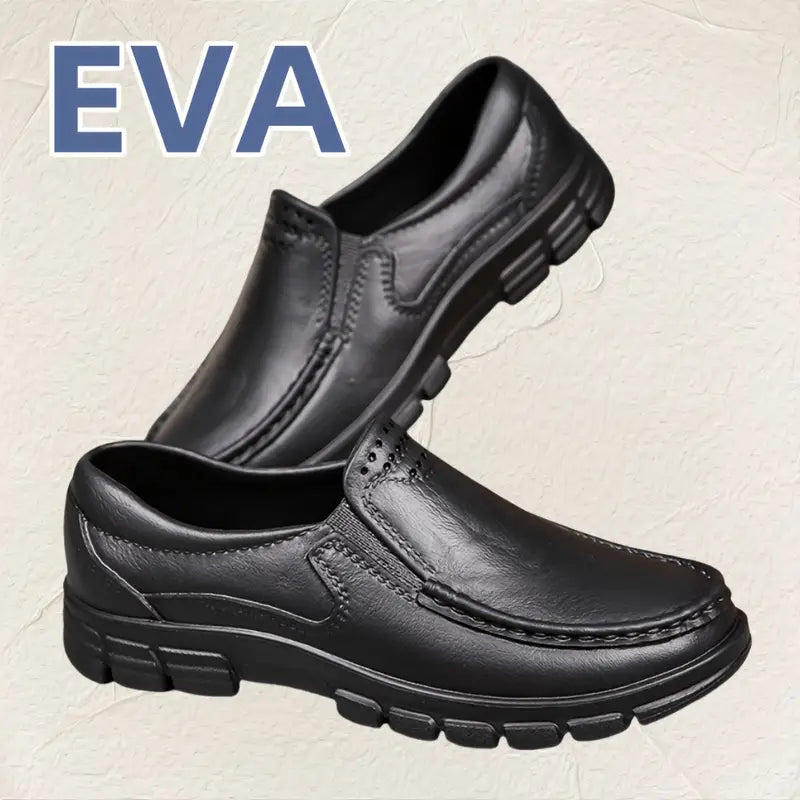 Hot Sale 45% Off🔥 Men’s Black EVA Slip-on Work Shoes - Comfortable Chef Shoes for Driving and Office Use, All-Season Casual Footwear