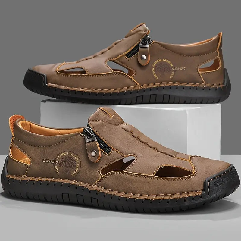 Last day 50% Off❤️ Men’s Orthopedic Leather Slip-on, Summer Sandals for Comfort Walking