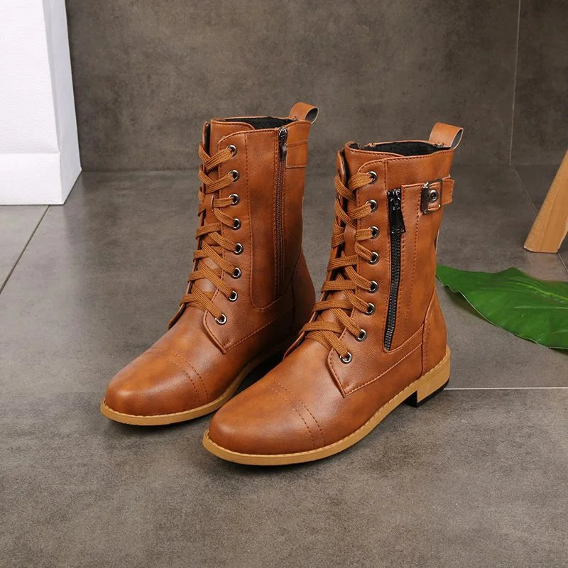 HOT SALE 70% OFF🔥Women's Round Toe Side Zipper Leather Orthopedic Boots
