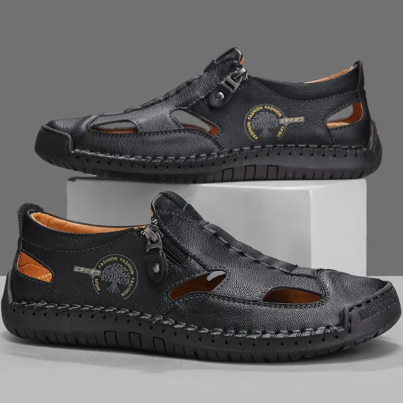 Last day 50% Off❤️ Men’s Orthopedic Leather Slip-on, Summer Sandals for Comfort Walking