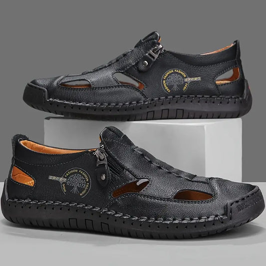 Last day 50% Off❤️ Men’s Orthopedic Leather Slip-on, Summer Sandals for Comfort Walking