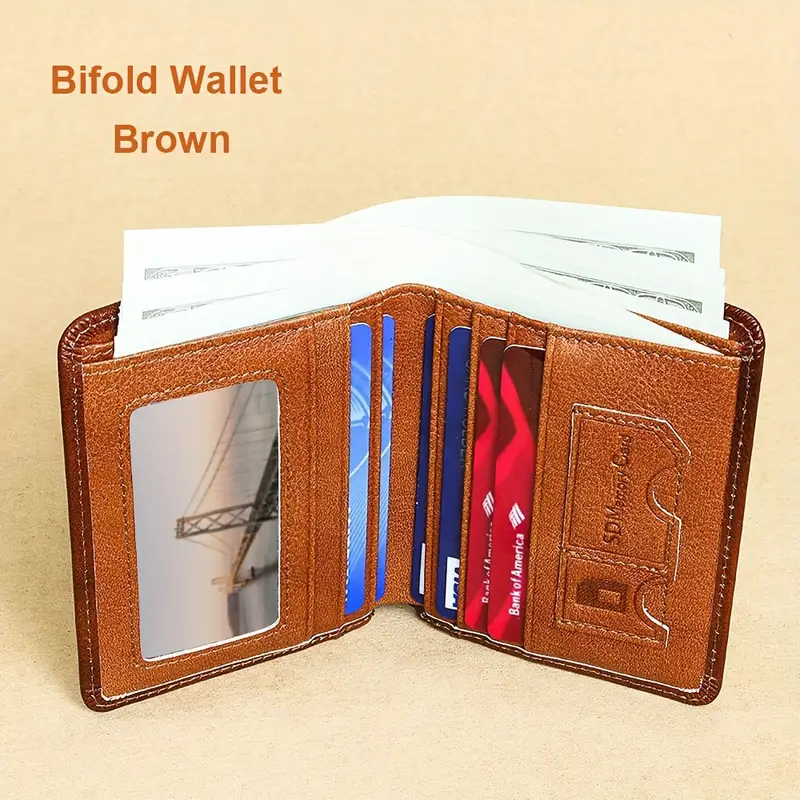 Vintage Genuine Leather RFID Blocking Wallet for Men Tri-fold Wallet
