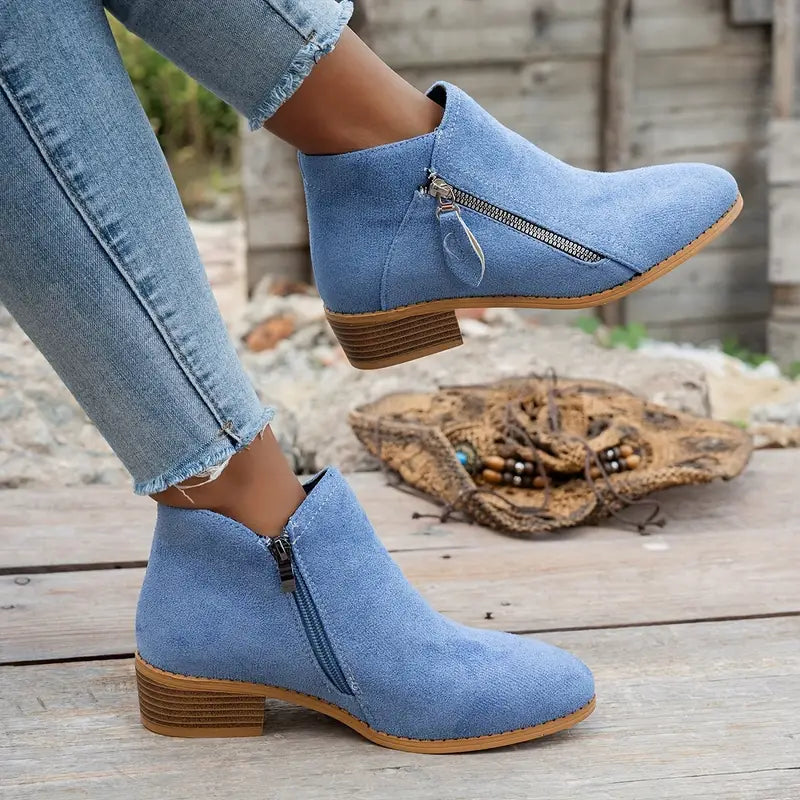 LAST DAY 50% OFF❤️ Women’s Comfort Walking Ankle Boots – Low Heel, Zipper Closure, Orthopedic Arch Support