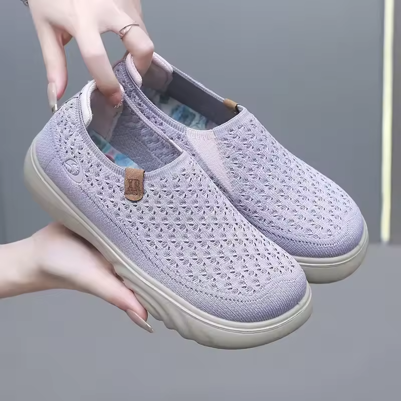 Zapatillas de senderismo transpirables y antideslizantes para mujer: mocasines de suela gruesa y suave