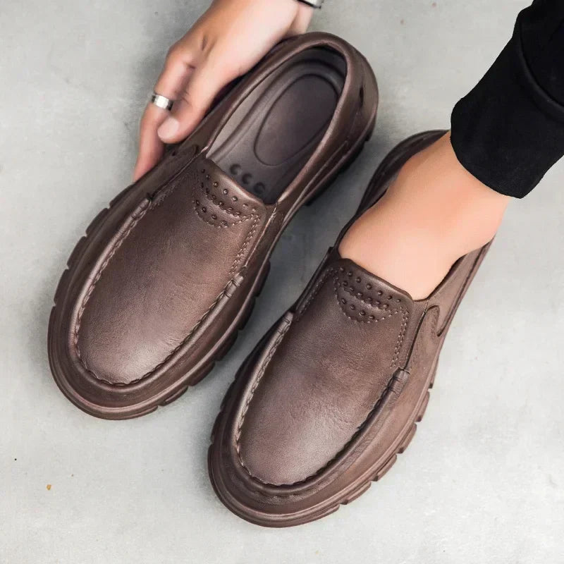 Hot Sale 45% Off🔥 Men’s Black EVA Slip-on Work Shoes - Comfortable Chef Shoes for Driving and Office Use, All-Season Casual Footwear