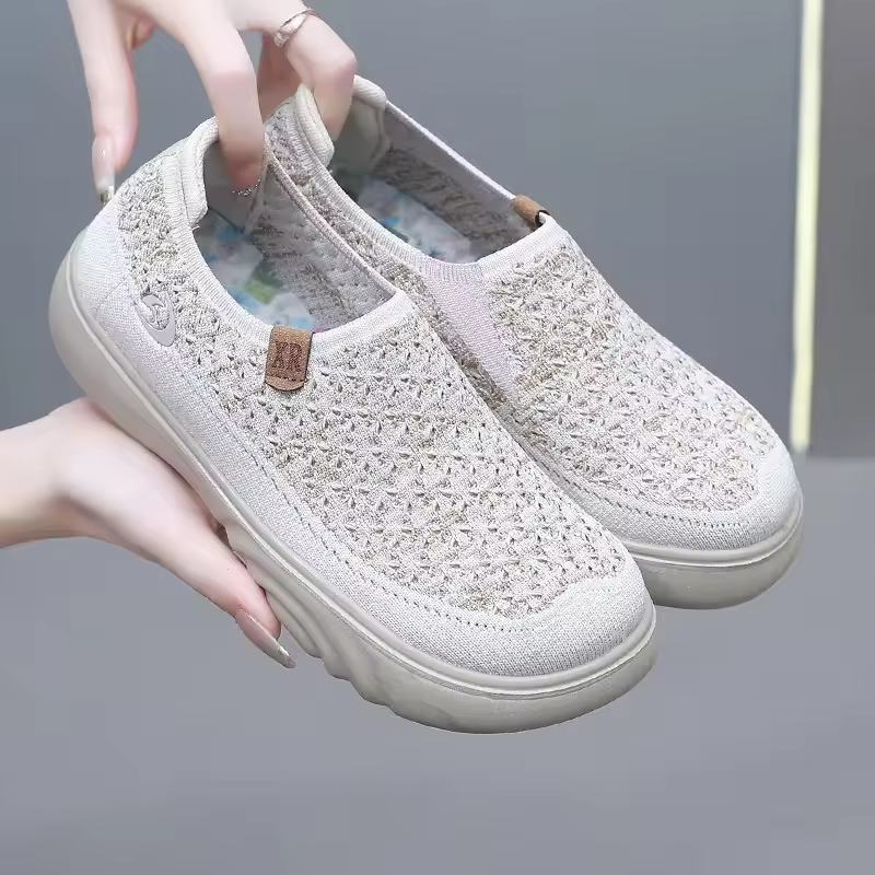 Zapatillas de senderismo transpirables y antideslizantes para mujer: mocasines de suela gruesa y suave