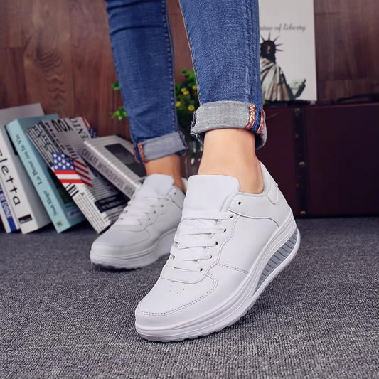 Spring Special 49% Off💝 Women's Orthopedic Lace-Up Leather Platform Sneakers – Casual Walking Shoes