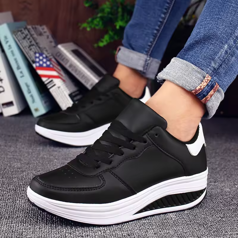 Spring Special 49% Off💝 Women's Orthopedic Lace-Up Leather Platform Sneakers – Casual Walking Shoes