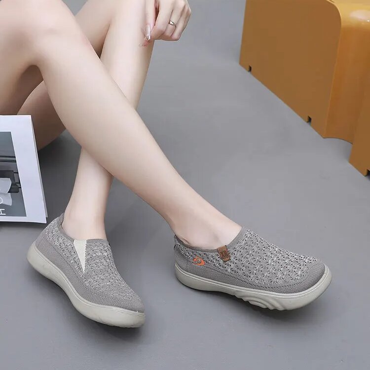 Zapatillas de senderismo transpirables y antideslizantes para mujer: mocasines de suela gruesa y suave