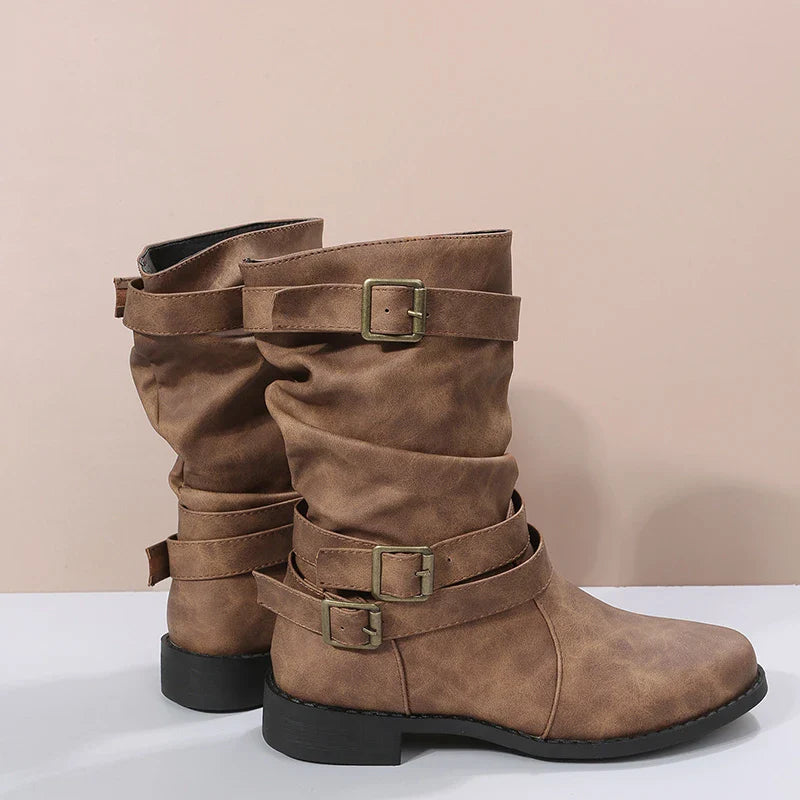 HOT SALE 45% OFF🔥New Fall Winter Women Vintage Round Toe Mid-Calf Boots