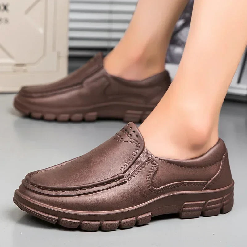 Hot Sale 45% Off🔥 Men’s Black EVA Slip-on Work Shoes - Comfortable Chef Shoes for Driving and Office Use, All-Season Casual Footwear