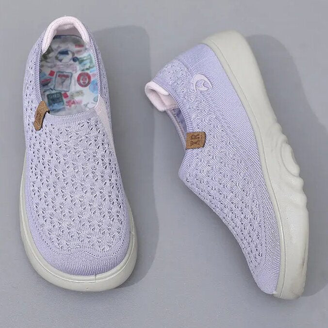 Zapatillas de senderismo transpirables y antideslizantes para mujer: mocasines de suela gruesa y suave