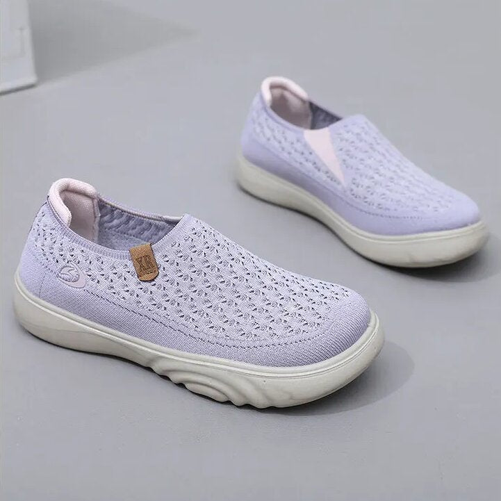 Zapatillas de senderismo transpirables y antideslizantes para mujer: mocasines de suela gruesa y suave