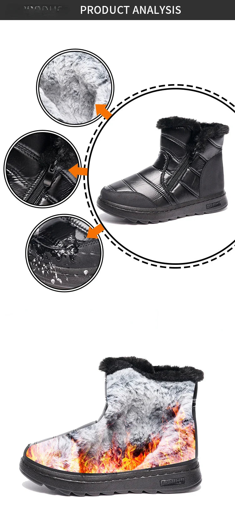 Women Comfortable Shock Absorption Waterproof Snow Boots