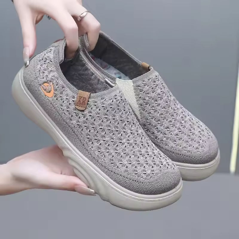 Zapatillas de senderismo transpirables y antideslizantes para mujer: mocasines de suela gruesa y suave