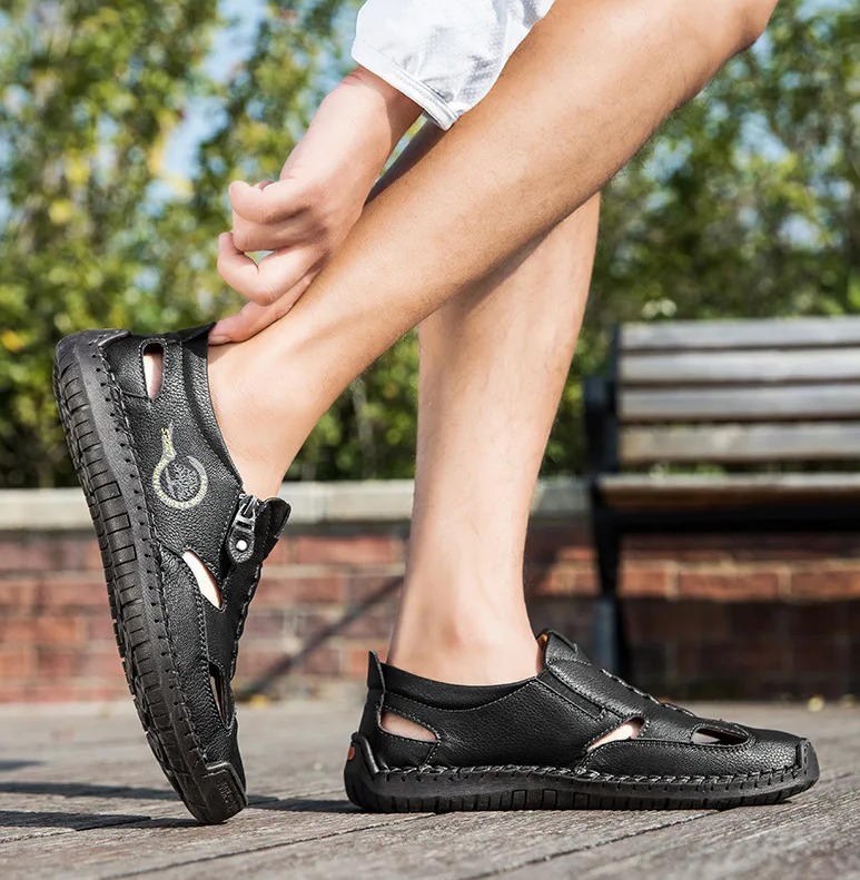 Last day 50% Off❤️ Men’s Orthopedic Leather Slip-on, Summer Sandals for Comfort Walking