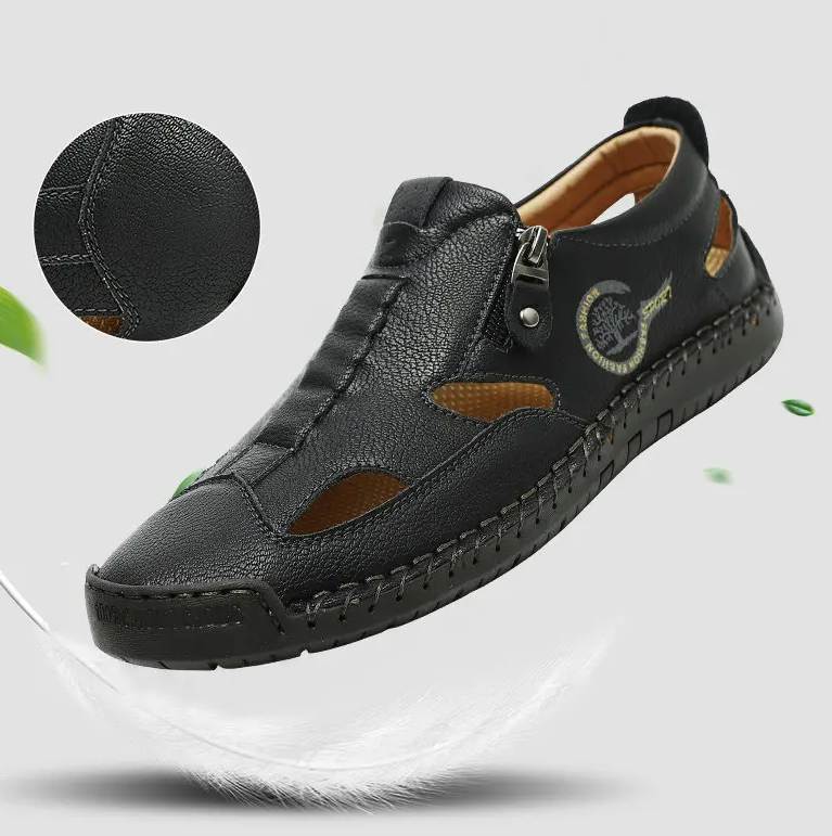 Last day 50% Off❤️ Men’s Orthopedic Leather Slip-on, Summer Sandals for Comfort Walking