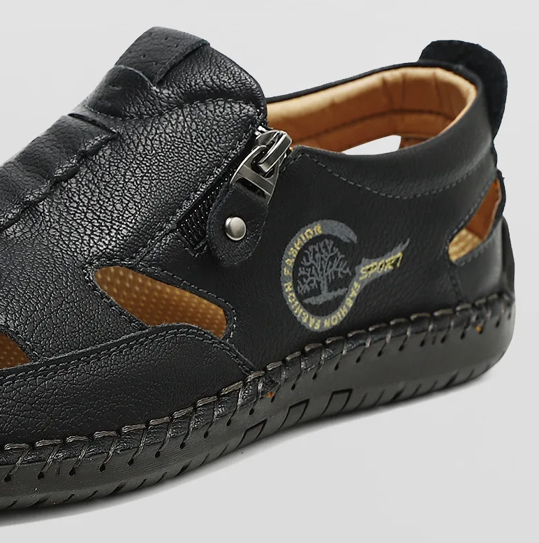 Last day 50% Off❤️ Men’s Orthopedic Leather Slip-on, Summer Sandals for Comfort Walking