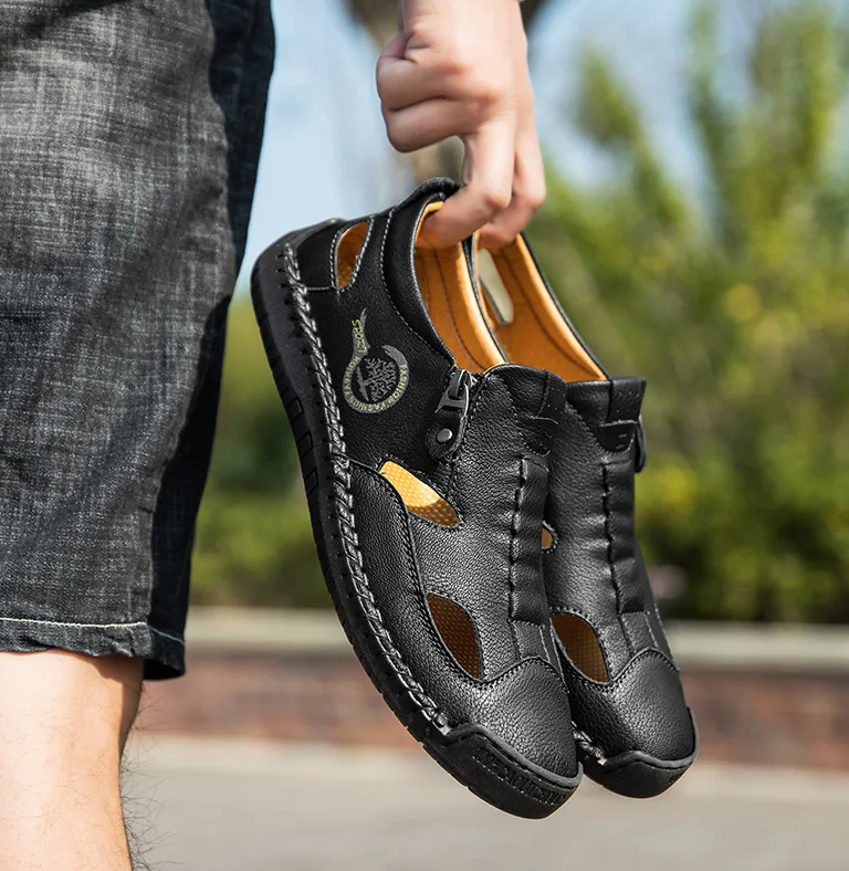 Last day 50% Off❤️ Men’s Orthopedic Leather Slip-on, Summer Sandals for Comfort Walking