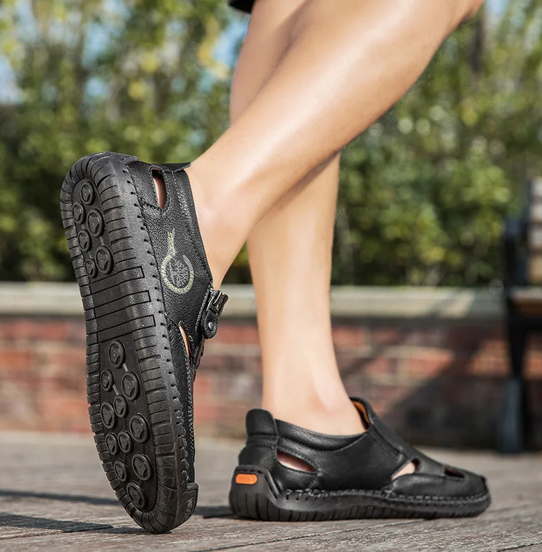 Last day 50% Off❤️ Men’s Orthopedic Leather Slip-on, Summer Sandals for Comfort Walking