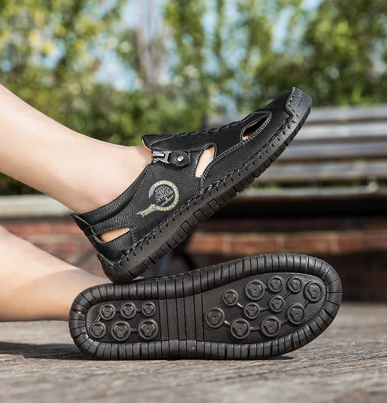 Last day 50% Off❤️ Men’s Orthopedic Leather Slip-on, Summer Sandals for Comfort Walking