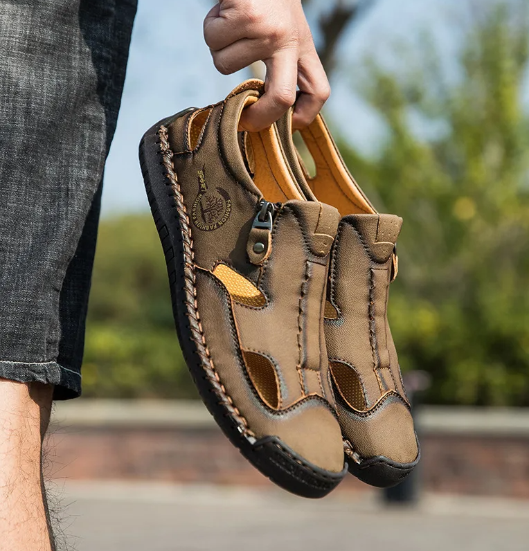 Last day 50% Off❤️ Men’s Orthopedic Leather Slip-on, Summer Sandals for Comfort Walking