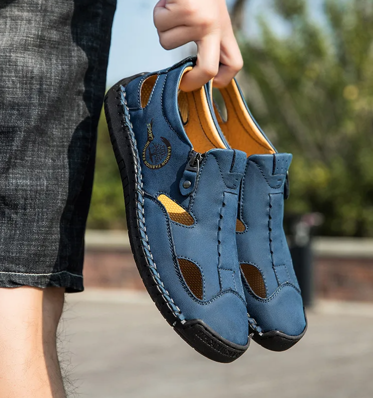 Last day 50% Off❤️ Men’s Orthopedic Leather Slip-on, Summer Sandals for Comfort Walking