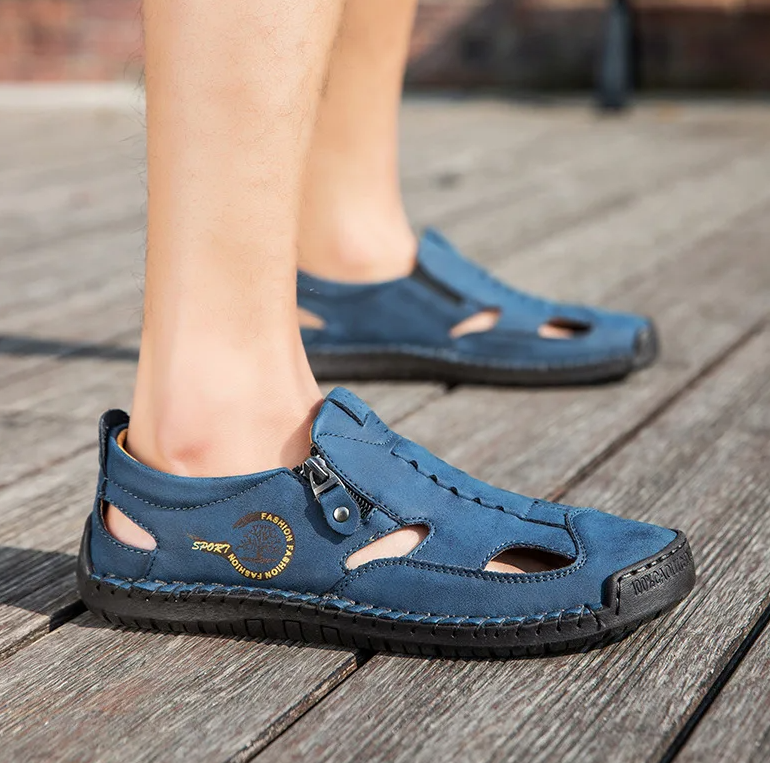 Last day 50% Off❤️ Men’s Orthopedic Leather Slip-on, Summer Sandals for Comfort Walking