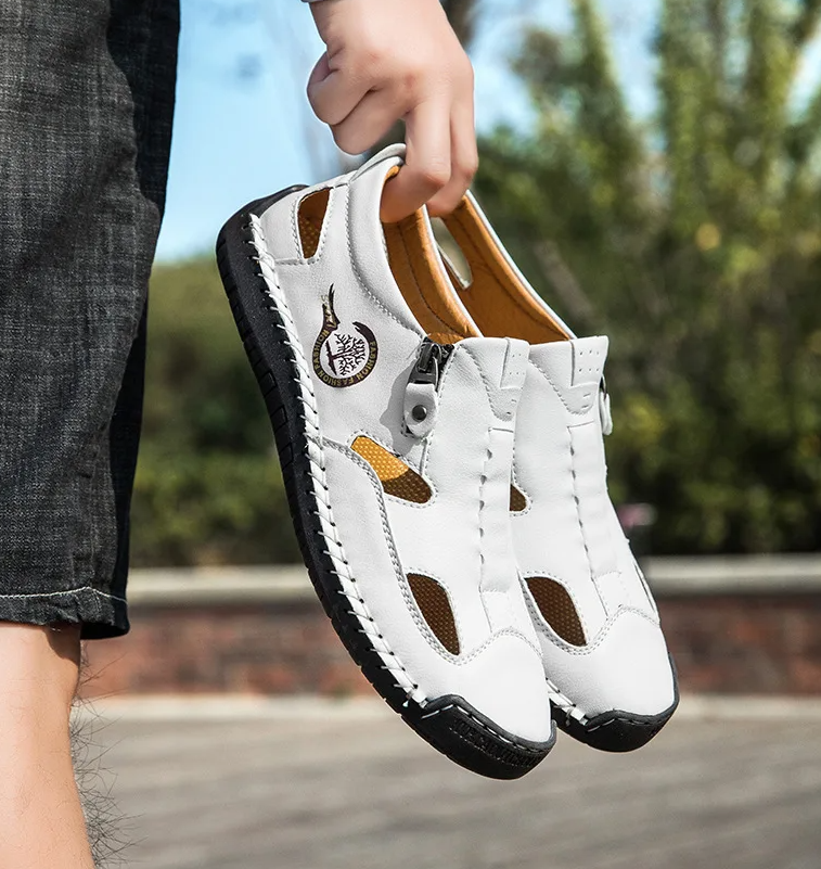 Last day 50% Off❤️ Men’s Orthopedic Leather Slip-on, Summer Sandals for Comfort Walking