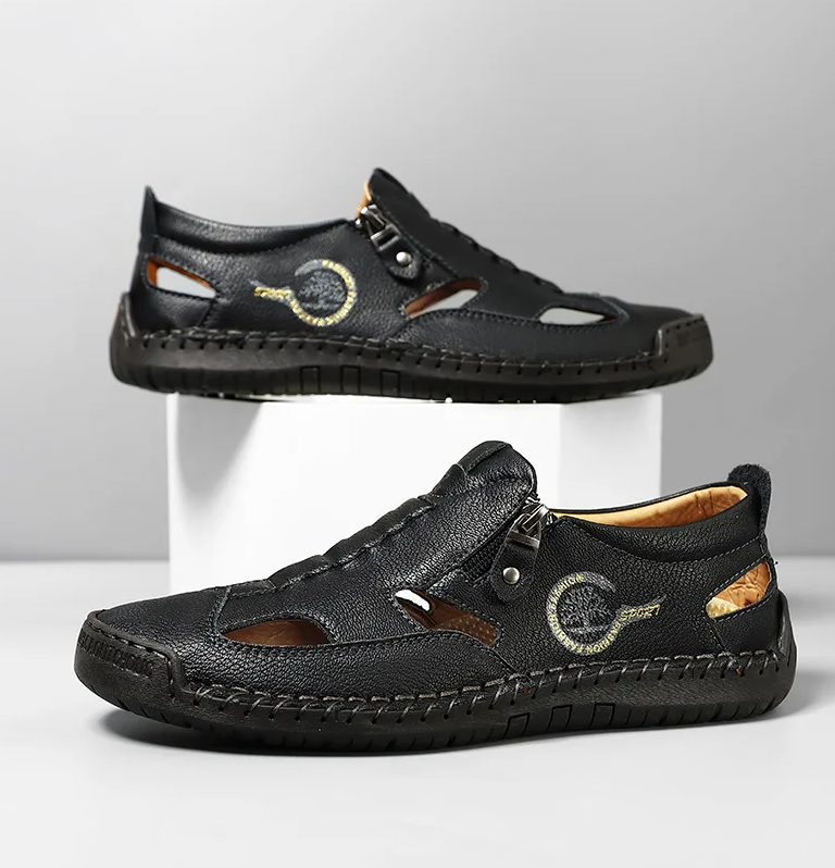 Last day 50% Off❤️ Men’s Orthopedic Leather Slip-on, Summer Sandals for Comfort Walking