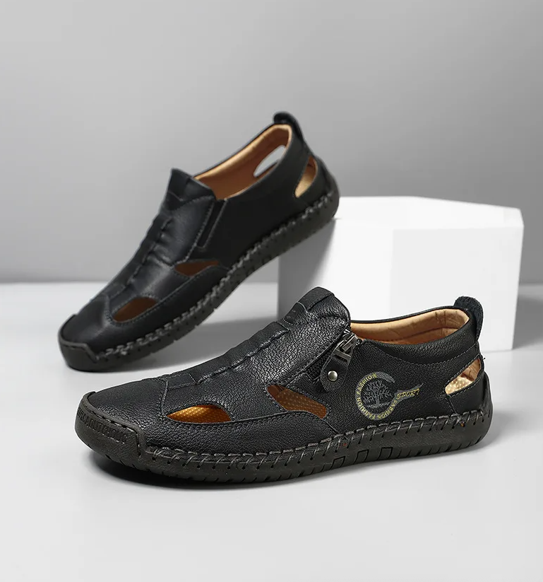 Last day 50% Off❤️ Men’s Orthopedic Leather Slip-on, Summer Sandals for Comfort Walking