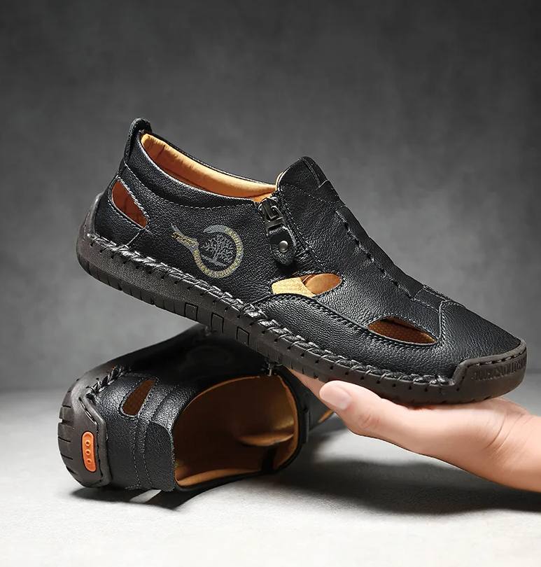 Last day 50% Off❤️ Men’s Orthopedic Leather Slip-on, Summer Sandals for Comfort Walking