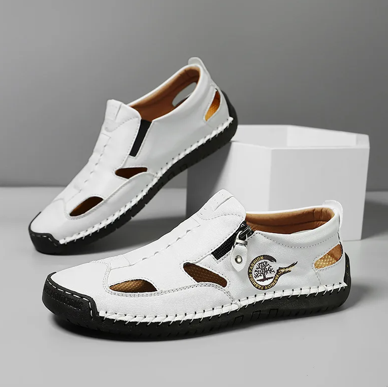 Last day 50% Off❤️ Men’s Orthopedic Leather Slip-on, Summer Sandals for Comfort Walking