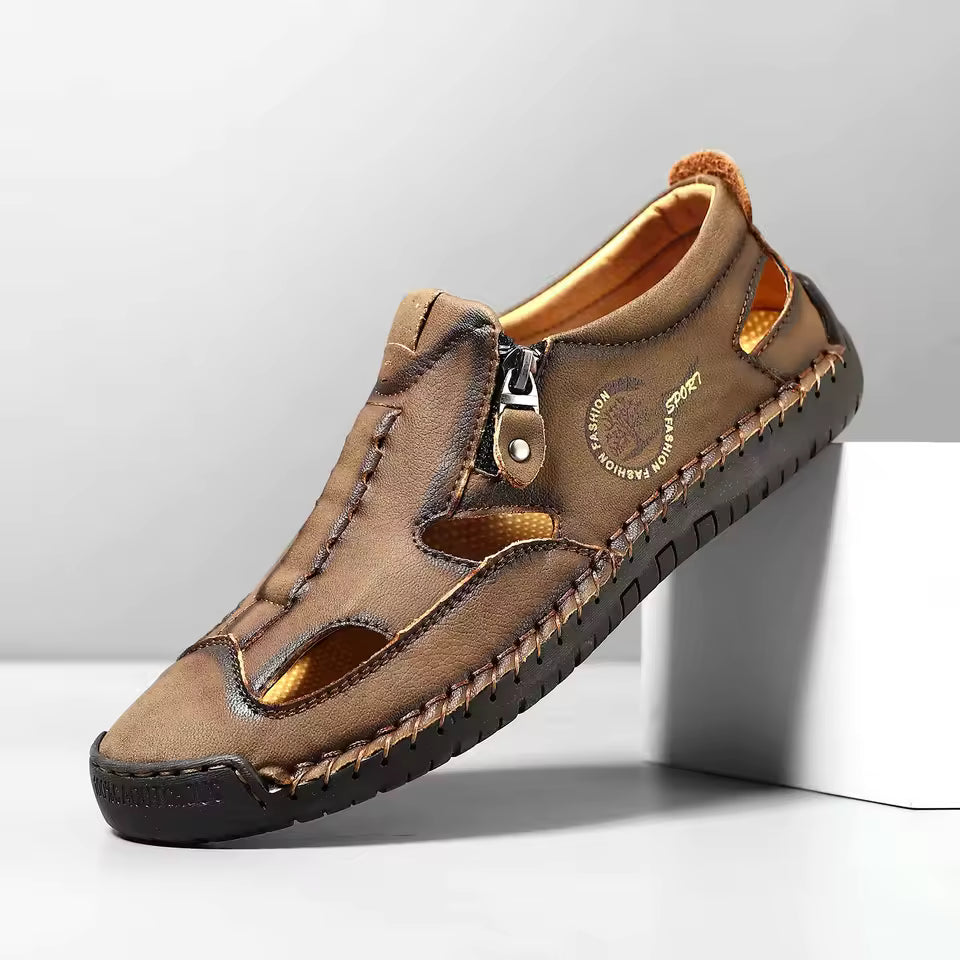 Last day 50% Off❤️ Men’s Orthopedic Leather Slip-on, Summer Sandals for Comfort Walking