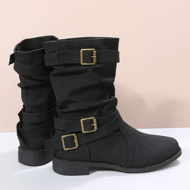 HOT SALE 45% OFF🔥New Fall Winter Women Vintage Round Toe Mid-Calf Boots