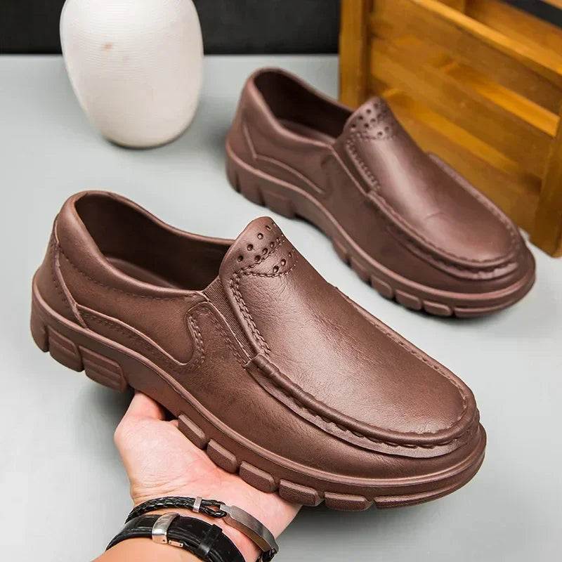 Hot Sale 45% Off🔥 Men’s Black EVA Slip-on Work Shoes - Comfortable Chef Shoes for Driving and Office Use, All-Season Casual Footwear