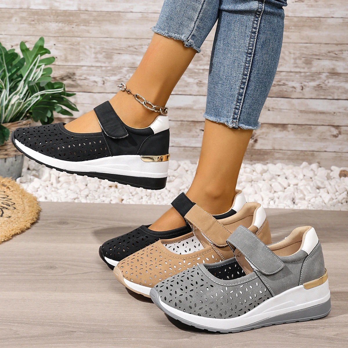 Summer Sale 50% Off❤️ Women's Slip-On Sneakers - Breathable Mesh Walking Shoes with Arch Support