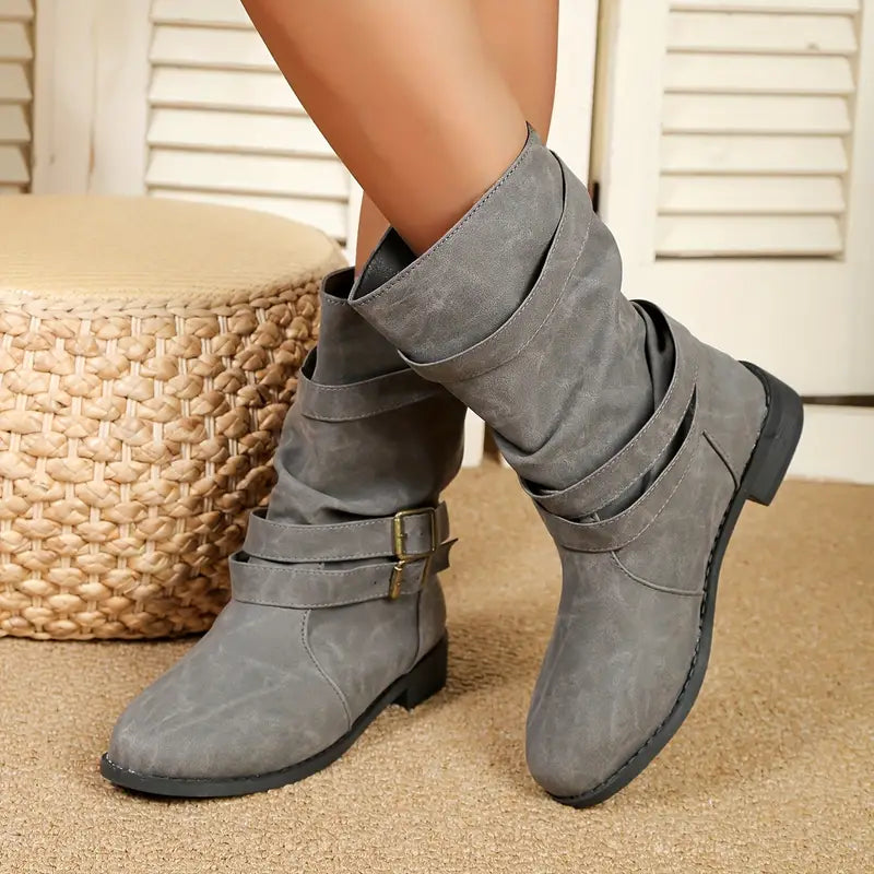 HOT SALE 45% OFF🔥New Fall Winter Women Vintage Round Toe Mid-Calf Boots