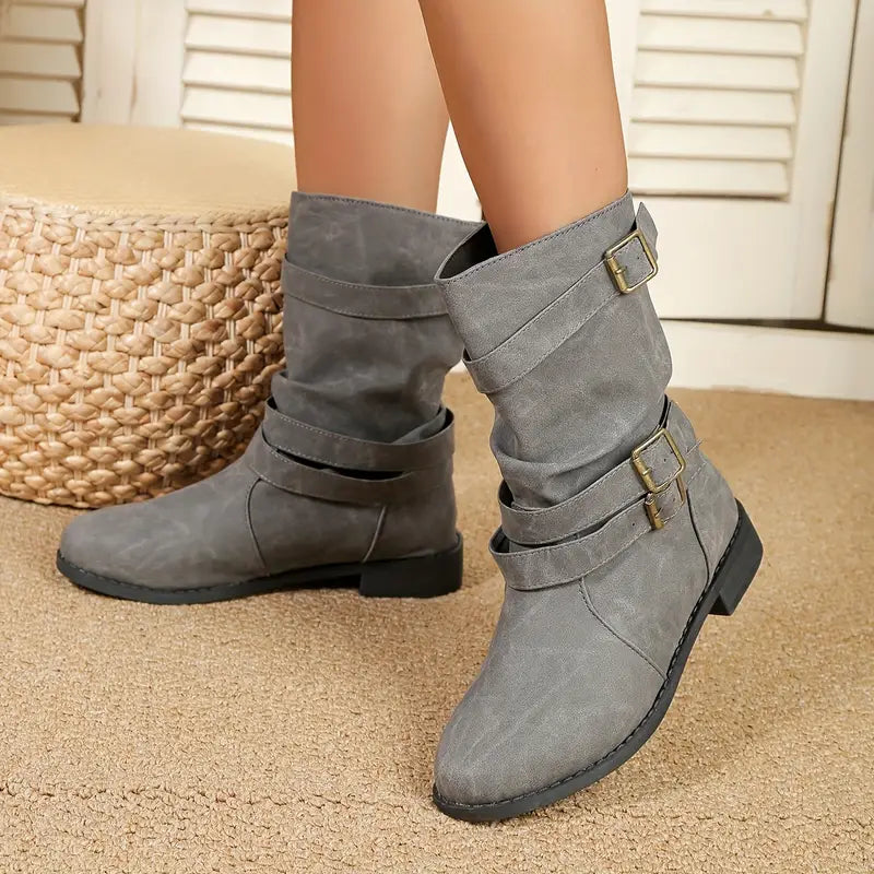 HOT SALE 45% OFF🔥New Fall Winter Women Vintage Round Toe Mid-Calf Boots