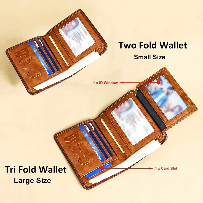 Vintage Genuine Leather RFID Blocking Wallet for Men Tri-fold Wallet