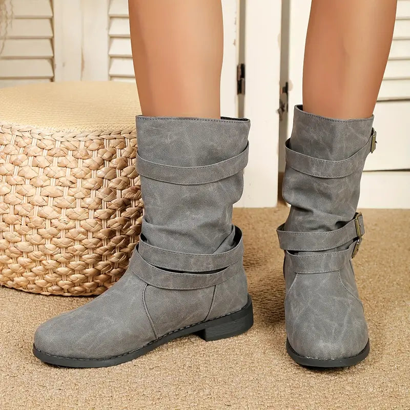 HOT SALE 45% OFF🔥New Fall Winter Women Vintage Round Toe Mid-Calf Boots