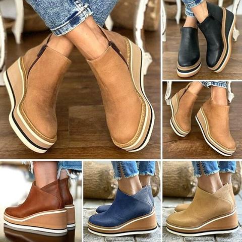 HOT SALE 45% OFF🔥Women's Premium Solid Wedge Ankle Boots